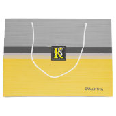 Einfache Monogramm mit zwei Tonen Gelb und Grau Große Geschenktüte (Vorderseite)