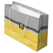 Einfache Monogramm mit zwei Tonen Gelb und Grau Große Geschenktüte (Vorderseite Schrägansicht)