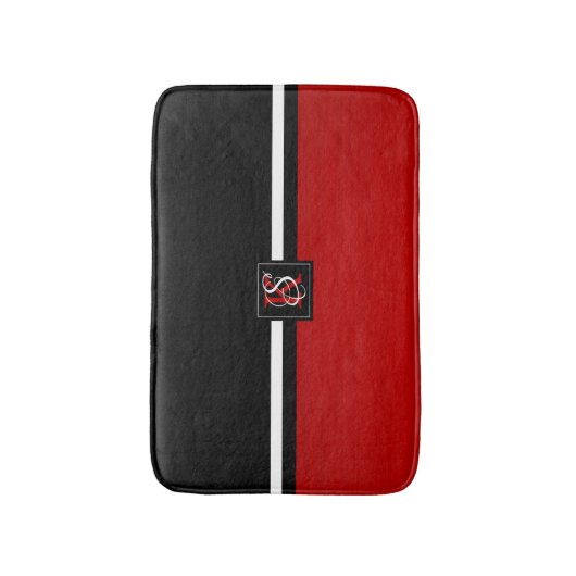 Einfache Monogramm mit zwei Tonen Schwarz und Rot Badematte (Vorderseite Vertikal)