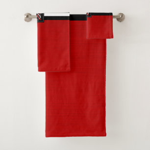 Einfache Monogramm mit zwei Tonen Schwarz und Rot Badhandtuch Set