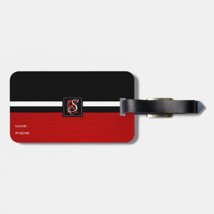Einfache Monogramm mit zwei Tonen Schwarz und Rot Gepäckanhänger