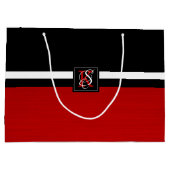 Einfache Monogramm mit zwei Tonen Schwarz und Rot Große Geschenktüte (Rückseite)