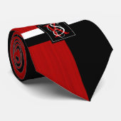 Einfache Monogramm mit zwei Tonen Schwarz und Rot Krawatte (Gerollt)