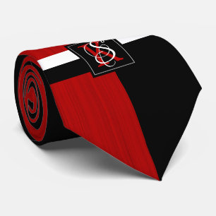 Einfache Monogramm mit zwei Tonen Schwarz und Rot Krawatte