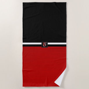 Einfache Monogramm mit zwei Tonen Schwarz und Rot Strandtuch