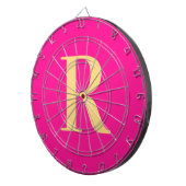 Einfache Monogramm Modern Hot Pink Dartscheibe (Vorderseite rechts)