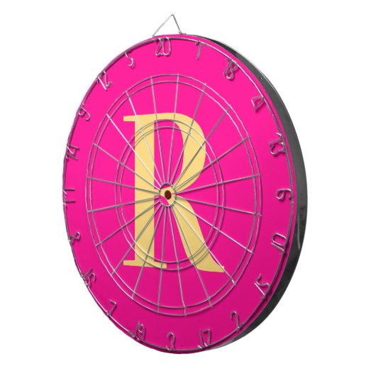 Einfache Monogramm Modern Hot Pink Dartscheibe (Vorderseite rechts)