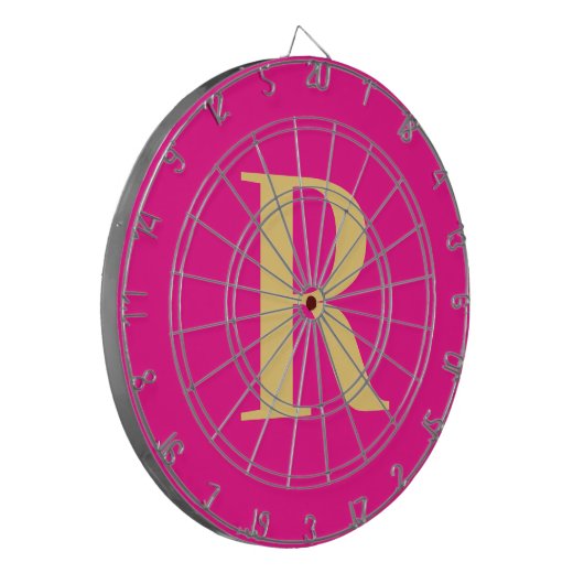 Einfache Monogramm Modern Hot Pink Dartscheibe (Vorderseite Links)