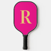 Einfache Monogramm Modern Hot Pink Pickleball Schläger (Rückseite)