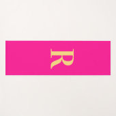 Einfache Monogramm Modern Hot Pink Yogamatte (Vorderseite (Horizontal))