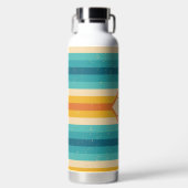 Einfache monogramm Multicolor-Retro-Streifen Trinkflasche (Vorderseite)