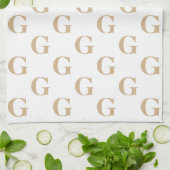 Einfache Monogramm-Muster Beige und Weiß Geschirrtuch (Gefaltet)