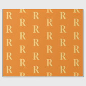 Einfache Monogramm-Muster Orange Geschenkpapier (Flach)