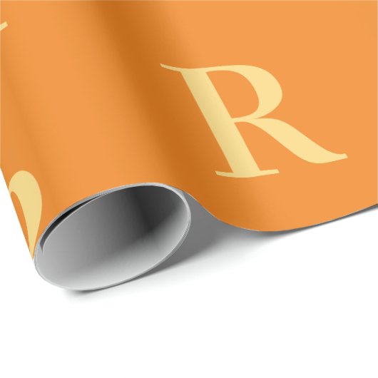 Einfache Monogramm-Muster Orange Geschenkpapier (Rolleneckpunkt)