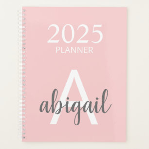 Einfache Monogramm Name 2025, modern rot Planer