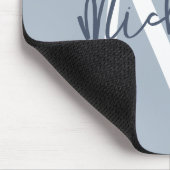 Einfache Monogramm Name Initial Script Dusty Blue Mousepad (Ecke)