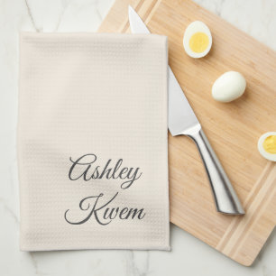 Einfache monogramm-neutrale Elfenbein Geschirrtuch