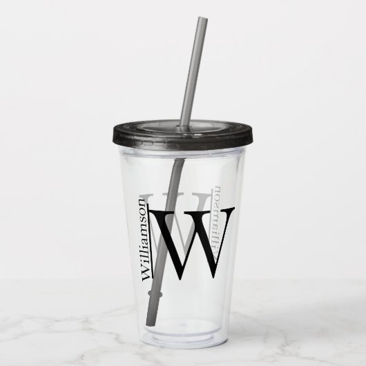 Einfache Monogramm Personalisiert Acryltrinkbecher (Rückseite)