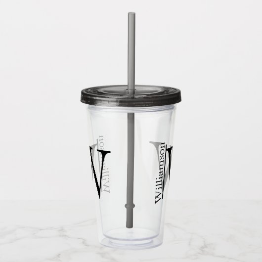 Einfache Monogramm Personalisiert Acryltrinkbecher (Rechts)