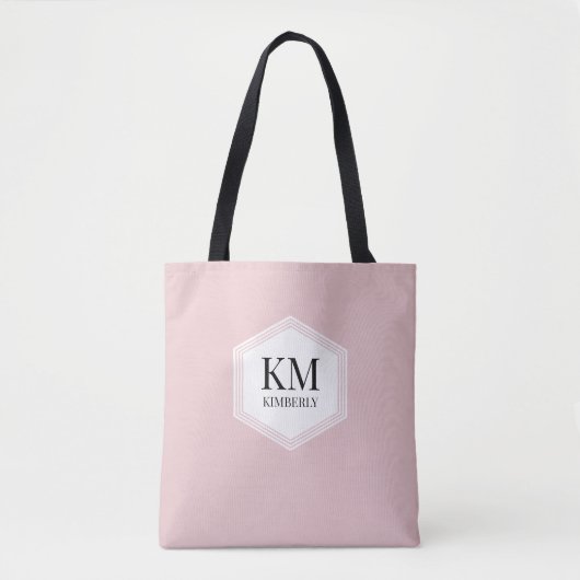 Einfache Monogramm Rosa Moderner Eleganter Individ Tasche (Vorderseite)