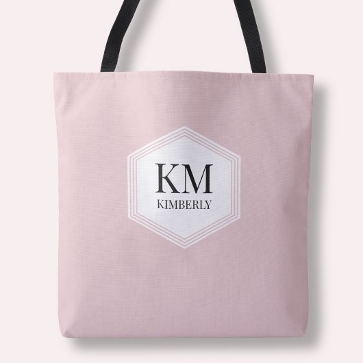 Einfache Monogramm Rosa Moderner Eleganter Individ Tasche