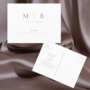Einfache Monogramm-Roségold-Text-Einladung zum Spe Ankündigungspostkarte