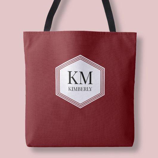 Einfache monogramm Rot Schwarz Eleganter Minimalis Tasche
