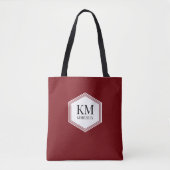 Einfache monogramm Rot Schwarz Eleganter Minimalis Tasche (Vorderseite)