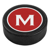 Einfache Monogramm Rotes Schwarz Eishockey Puck (3/4)