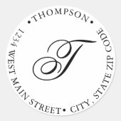 Einfache Monogramm-Rückgabeaufkleber Runder Aufkleber (Vorderseite)