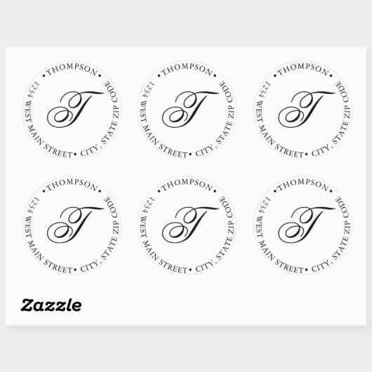 Einfache Monogramm-Rückgabeaufkleber Runder Aufkleber (Blatt)