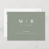 Einfache Monogramm-Sage Save the Date QR-Ankündigu Ankündigungspostkarte (Vorne/Hinten)