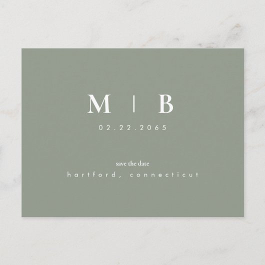Einfache Monogramm-Sage Save the Date QR-Ankündigu Ankündigungspostkarte (Vorderseite)