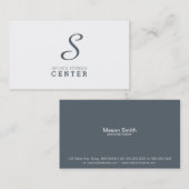 Einfache Monogramm (schieferblau, grau) Visitenkarte (Vorne/Hinten)