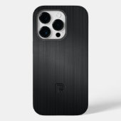 Einfache Monogramm Schwarz gebürstete Aluminium-Te Case-Mate iPhone Hülle (Rückseite)