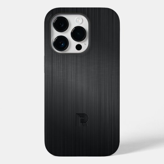 Einfache Monogramm Schwarz gebürstete Aluminium-Te Case-Mate iPhone Hülle (Rückseite)