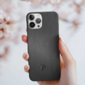Einfache Monogramm Schwarz gebürstete Aluminium-Te Case-Mate iPhone Hülle