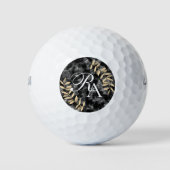 Einfache Monogramm Schwarz Golfball (Vorderseite)