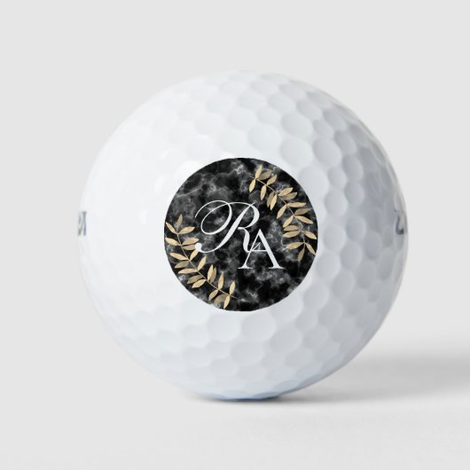 Einfache Monogramm Schwarz Golfball (Vorderseite)
