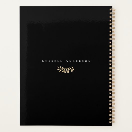 Einfache Monogramm Schwarz Planer (Rückseite)