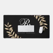 Einfache Monogramm Schwarz Schreibtischunterlage (Tastatur & Maus)