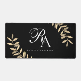 Einfache Monogramm Schwarz Schreibtischunterlage