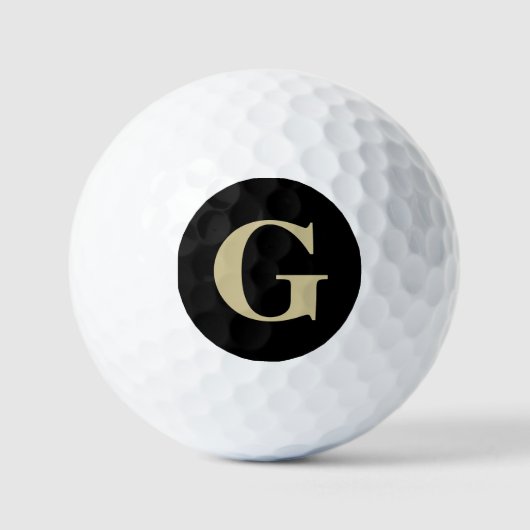 Einfache Monogramm Schwarz und Tan Golfball (Vorderseite)