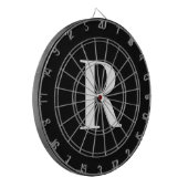 Einfache Monogramm Schwarz/Weiß Dartscheibe (Vorderseite Links)