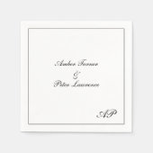 Einfache Monogramm Schwarz-Weiß-Elegante Hochzeit Serviette (Vorderseite)