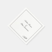 Einfache Monogramm Schwarz-Weiß-Elegante Hochzeit Serviette (Ecke)