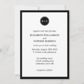 Einfache Monogramm | Schwarz-Weiß-Hochzeit Einladung (Vorderseite)