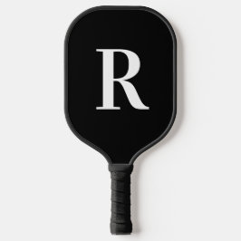 Einfache Monogramm Schwarz/Weiß Pickleball Schläger