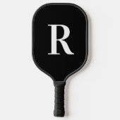 Einfache Monogramm Schwarz/Weiß Pickleball Schläger (Rückseite)