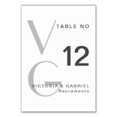 Einfache monogramm-Schwarz-weiße Hochzeitsszene-Ti Tischnummer (Rückseite)